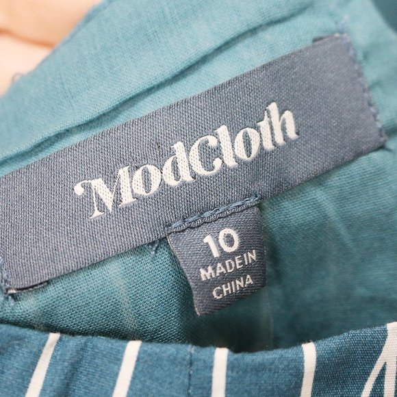 Modcloth Sleeveless Open Tie Back Blue Dress Sz 10 - Picture 5 of 7